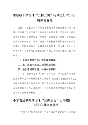 （共三篇）学校校长学习【“三抓三促”行动进行时】心得体会感想.docx
