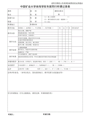 老师辛勤的工作需要您诚挚的肯定和建议中国矿业大学徐海学院专家同行听课记录表.docx