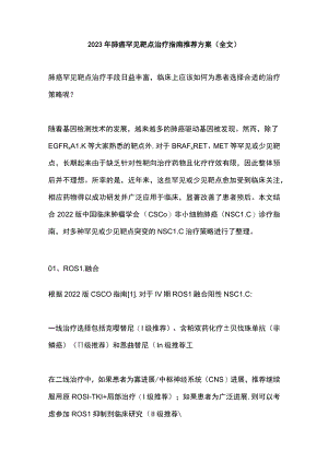 2023年肺癌罕见靶点治疗指南推荐方案（全文）.docx