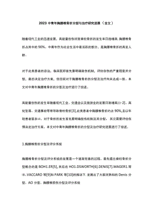 2023中青年胸腰椎骨折分型与治疗研究进展（全文）.docx
