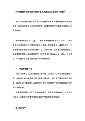 2022膀胱疼痛综合征间质性膀胱炎定义及处理原则（全文）.docx