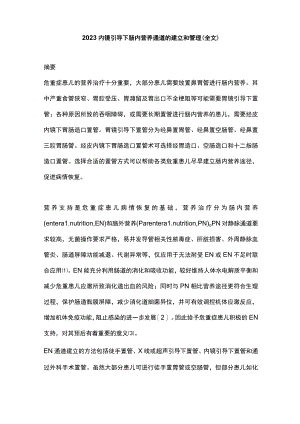 2023内镜引导下肠内营养通道的建立和管理（全文）.docx