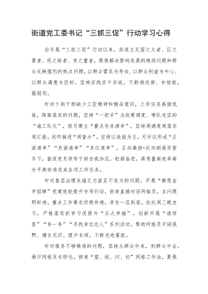 街道党工委书记“三抓三促”行动学习心得.docx