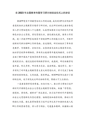 在2023年主题教育专题学习研讨班结业仪式上的讲话.docx