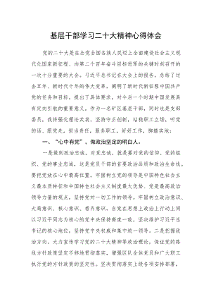 基层干部学习二十大精神心得体会.docx