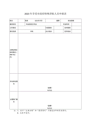 2023年享受市政府特殊津贴人员申报表.docx