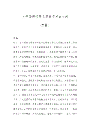 【最新文档】（2篇）关于处级领导主题教育发言材料.docx