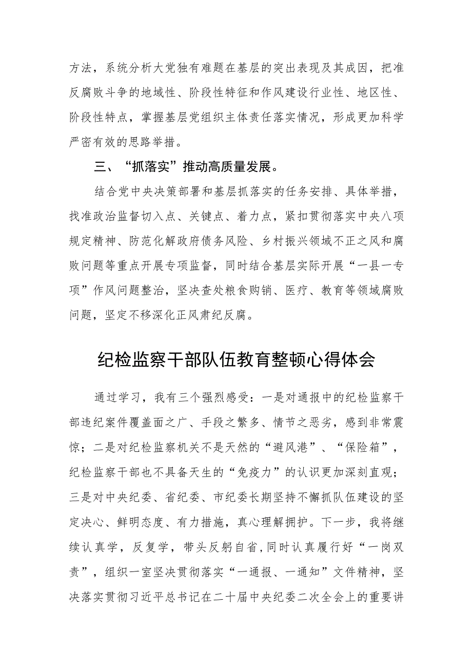纪委书记关于纪检监察干部队伍教育整顿心得体会（三篇).docx_第2页