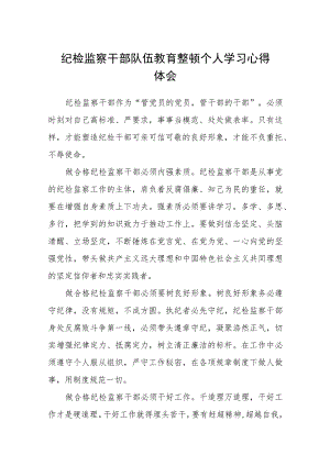 纪检监察干部队伍教育整顿个人学习心得体会(精选三篇)范本.docx