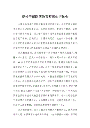 纪检干部队伍教育整顿心得体会（精选共三篇）.docx
