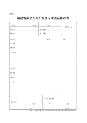 福建省婴幼儿照护服务专家遴选推荐表.docx