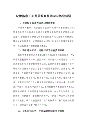 纪检监察干部开展教育整顿学习体会感悟(精选三篇)范本.docx