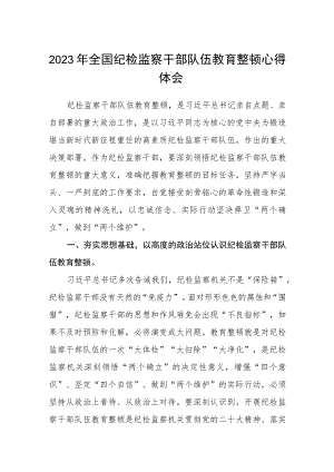 2023年全国纪检监察干部队伍教育整顿心得体会共五篇(最新精选).docx