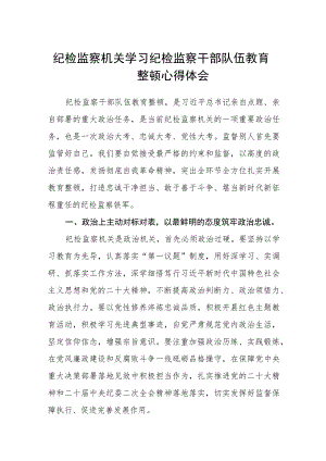 纪检监察机关学习纪检监察干部队伍教育整顿心得体会(精选三篇)范本.docx