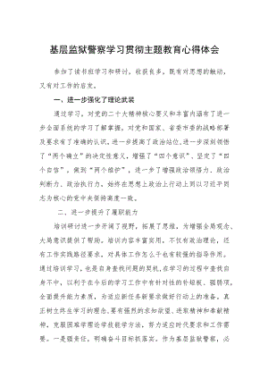 基层监狱警察学习贯彻主题教育心得体会（3篇）范本.docx