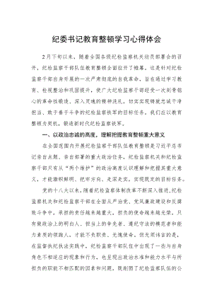 纪委书记教育整顿学习心得体会(精选三篇)范本.docx