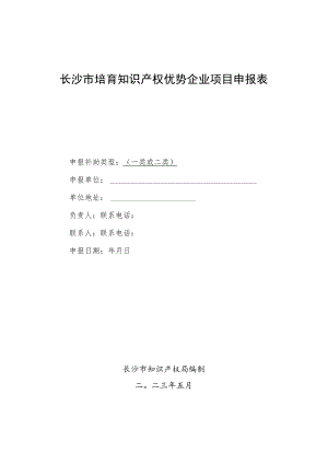 长沙市培育知识产权优势企业项目申报表.docx