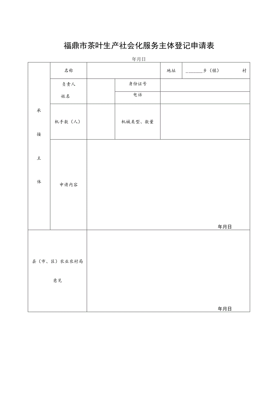 福鼎市茶叶生产社会化服务主体登记申请表.docx_第1页