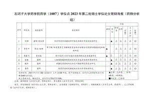 石河子大学药学院药学1007学位点2023年第二批硕士学位论文答辩海报药物分析组.docx