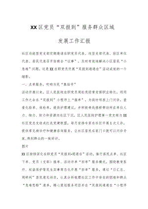 XX区党员“双报到”服务群众区域发展工作汇报.docx