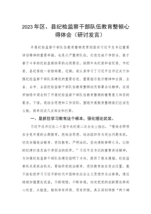 2023年区、县纪检监察干部队伍教育整顿心得体会（研讨发言）精选最新版3篇.docx