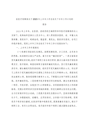 县医疗保障局关于2023年上半年工作总结及下半年工作计划的报告.docx
