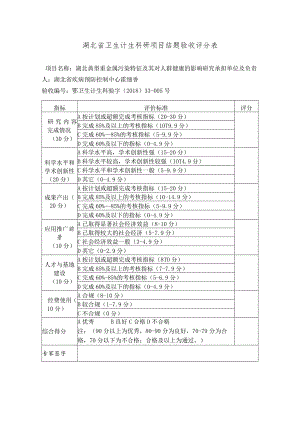 湖北省卫生计生科研项目结题验收评分表.docx