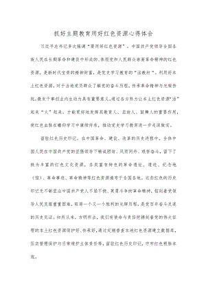 抓好主题教育用好红色资源心得体会.docx