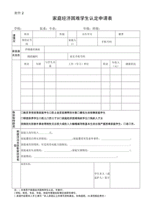 职业技术学院家庭经济困难学生认定申请表.docx