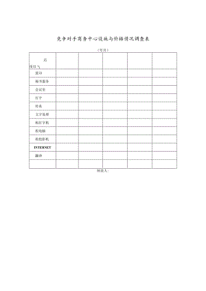 竞争对手商务中心设施与价格情况调查表(doc 1页).docx