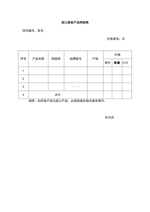 进口原装产品明细表.docx