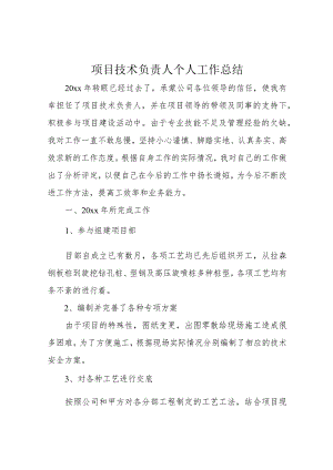项目技术负责人个人工作总结.docx