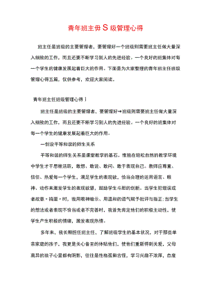 青年班主任班级管理心得.docx