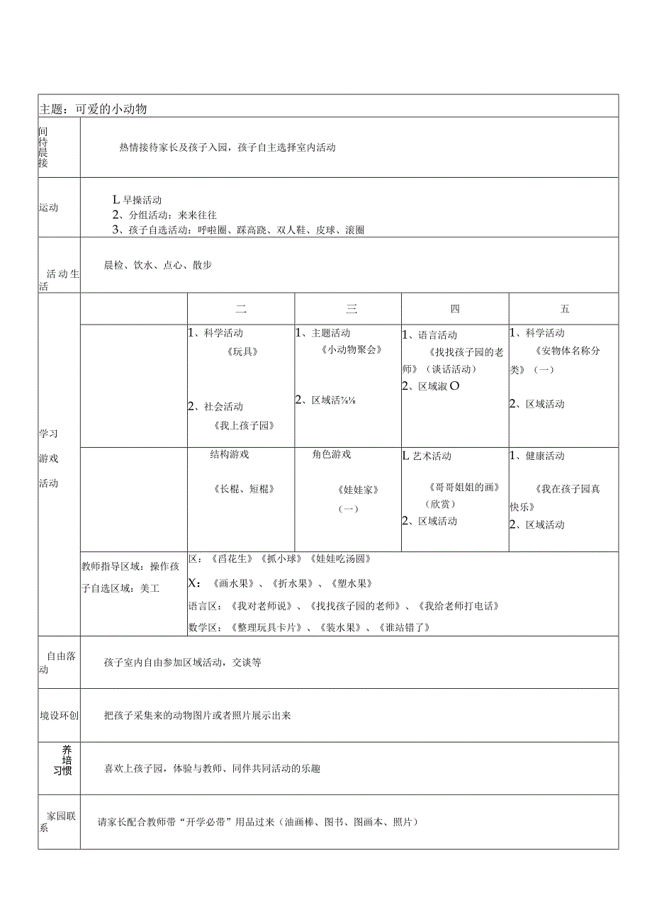 幼儿园周计划授课教案.docx_第1页