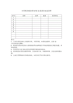 日常保洁服务常驻场应急清洁设备清单.docx