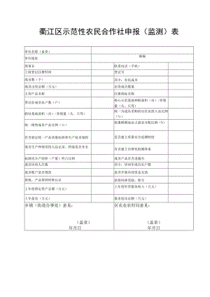 衢江区示范性农民合作社申报（监测）表.docx