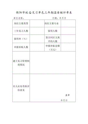 衡阳市就业见习单位三年期满考核评估表.docx