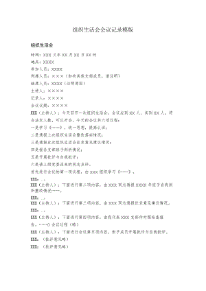 组织生活会会议记录模版.docx
