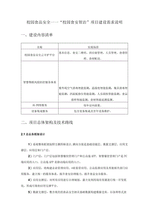校园食品安全——“校园食安智治”项目建设需求说明.docx