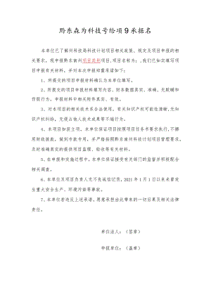 黔东南州科技计划项目承诺书.docx