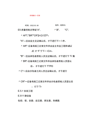 质量控制点一览表之欧阳与创编.docx