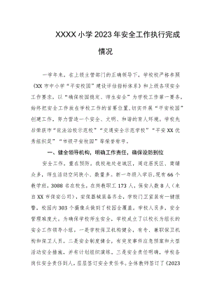 小学2023年安全工作执行完成情况.docx