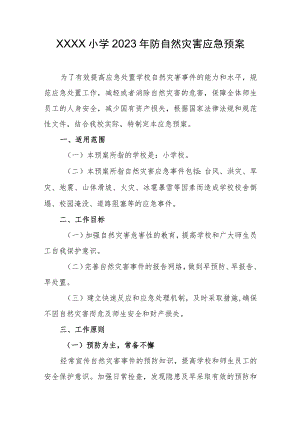 小学2023年防自然灾害应急预案.docx