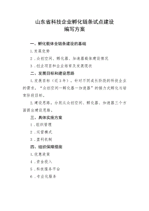山东省科技企业孵化链条试点编写方案.docx