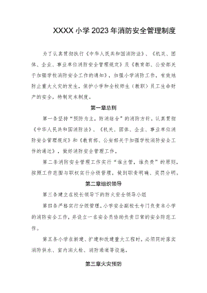 小学2023年消防安全管理制度.docx