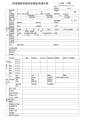 市场调研异地住宅物业市调示例.docx