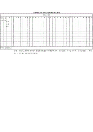 小区物业运行设备日常检修保养记录表.docx