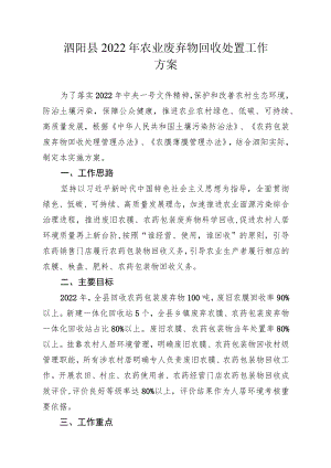 泗阳县2022年农业废弃物回收处置工作方案.docx