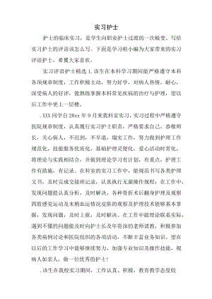 实习评语护士.docx