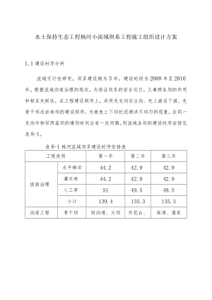 水土保持生态工程杨河小流域坝系工程施工组织设计方案.docx